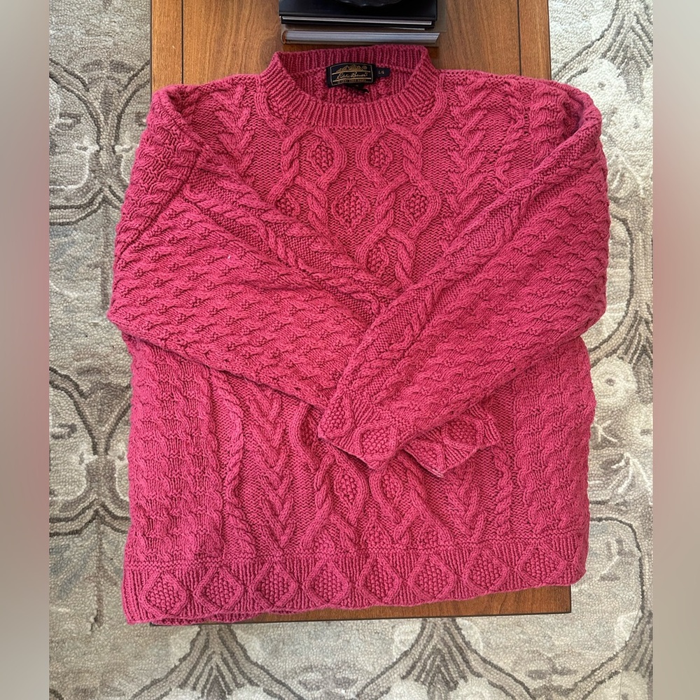 Vintage Eddie Bauer cable knit sweater 100% cotton